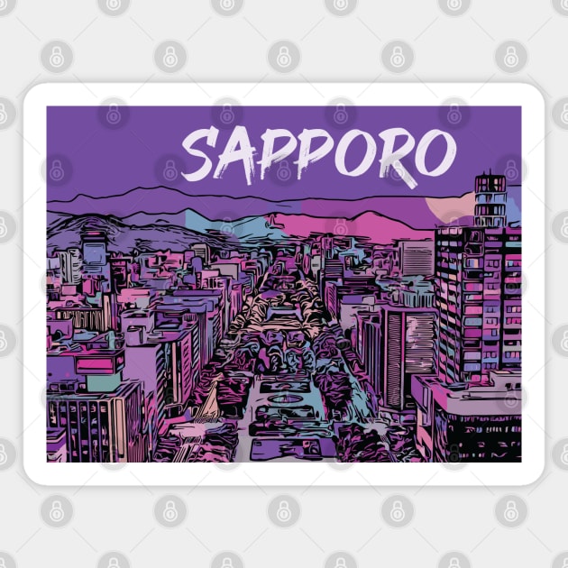 Sapporo - Japanese City Pop Aesthetic Magnet by Lakeric